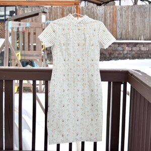 Green Plaid Flora Qipao Dress - Chinese Traditional Cheongsam